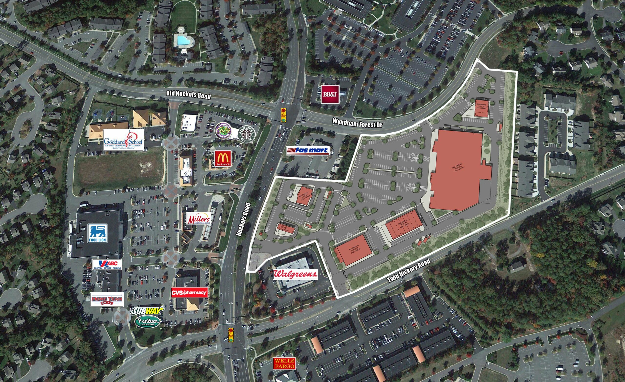 Twin Hickory Land Close In Aerial